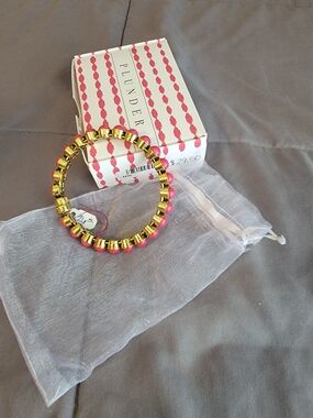 Plunder "KELSEY" Gold and Pink Magnetic Bangle Bracelet